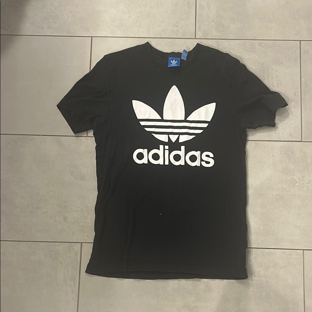 Adidas Men's Black Tee with White Logo
